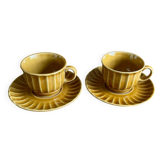 Duo of large vintage ocher cups