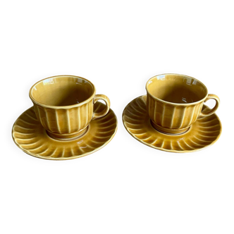 Duo de grandes tasses ocre vintage