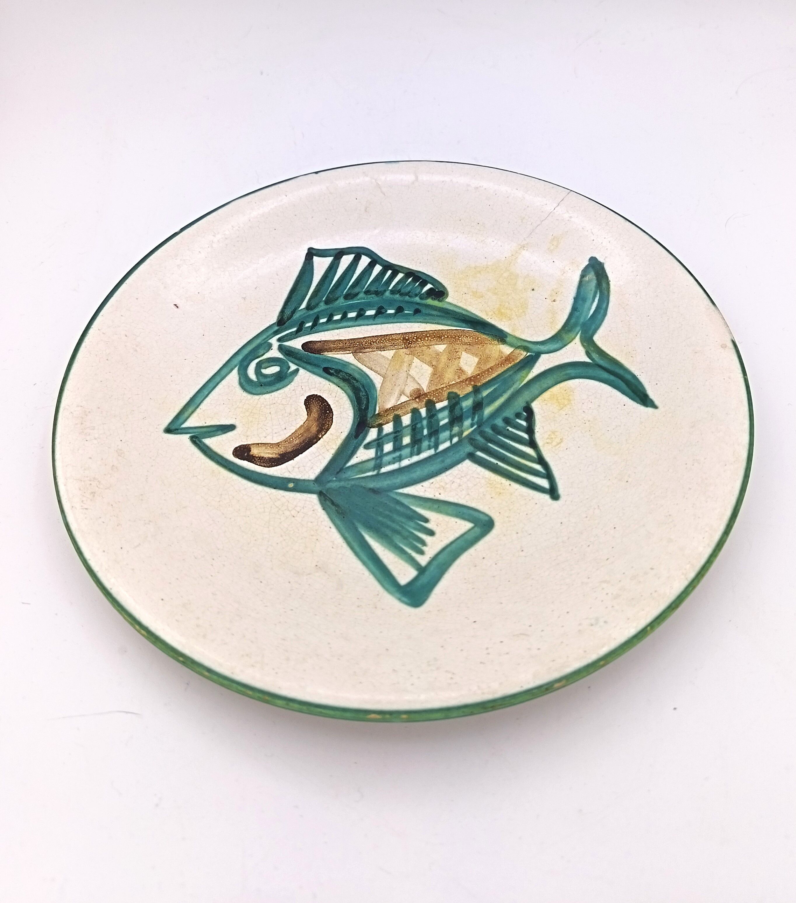 Decorative ceramic plate signed Picault, Vallauris