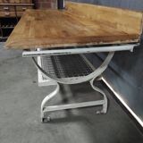 Vintage Baker's Table | Rustic Kitchen Island with Iron Base & Beech Top