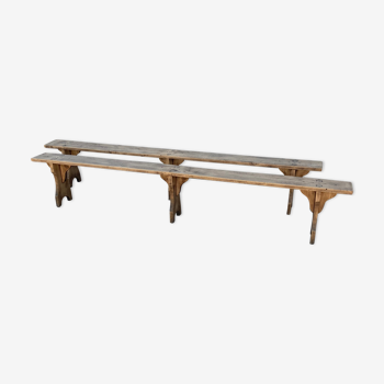 Pair of large poplar benches