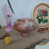 Vase pique flower in sandstone signed Vallauris vintage