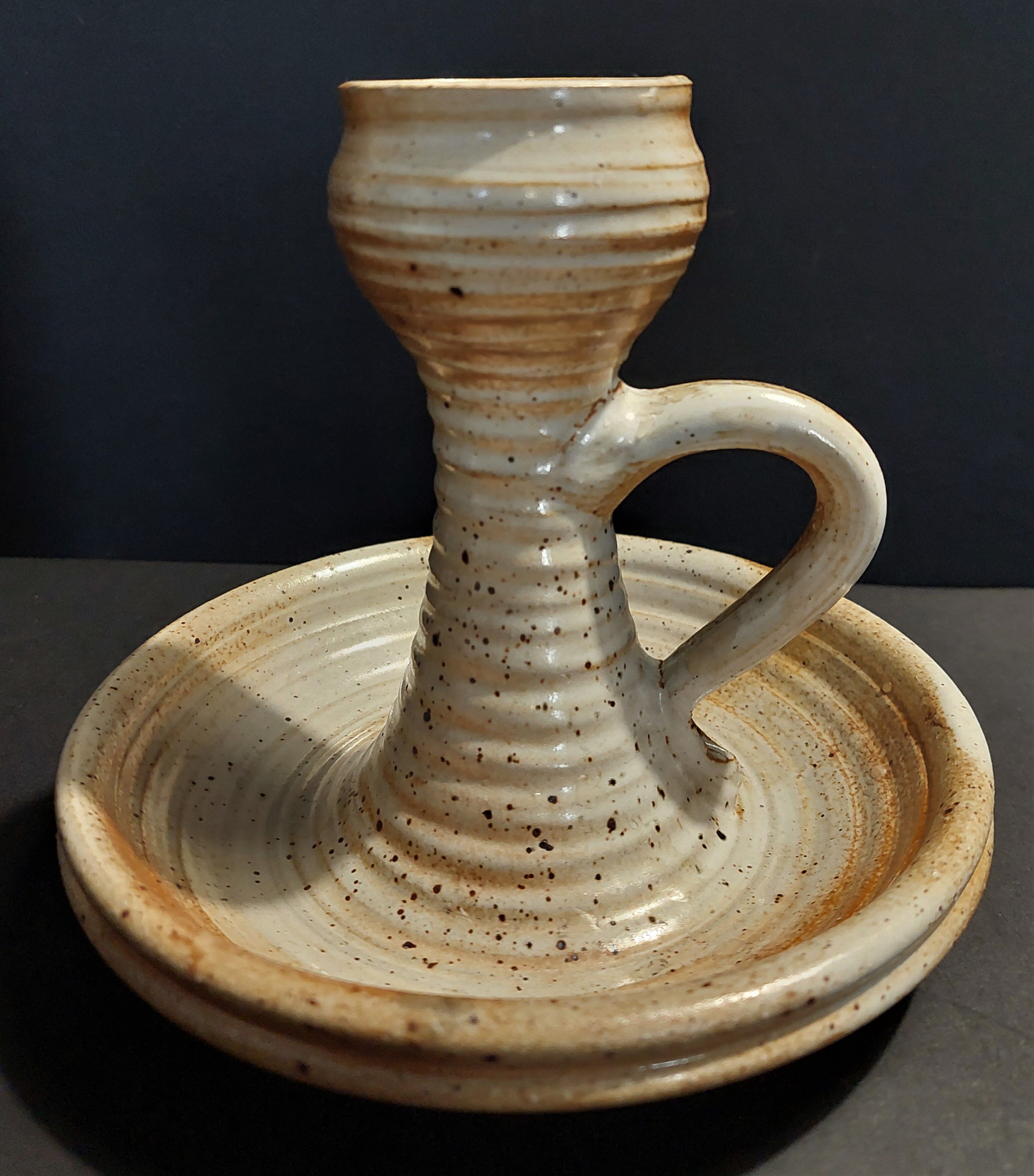 Sandstone hand candle holder signed sandstone of the twentieth century marsh