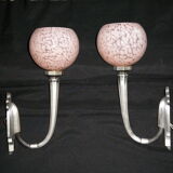 Pair of art deco wall light clichy glass