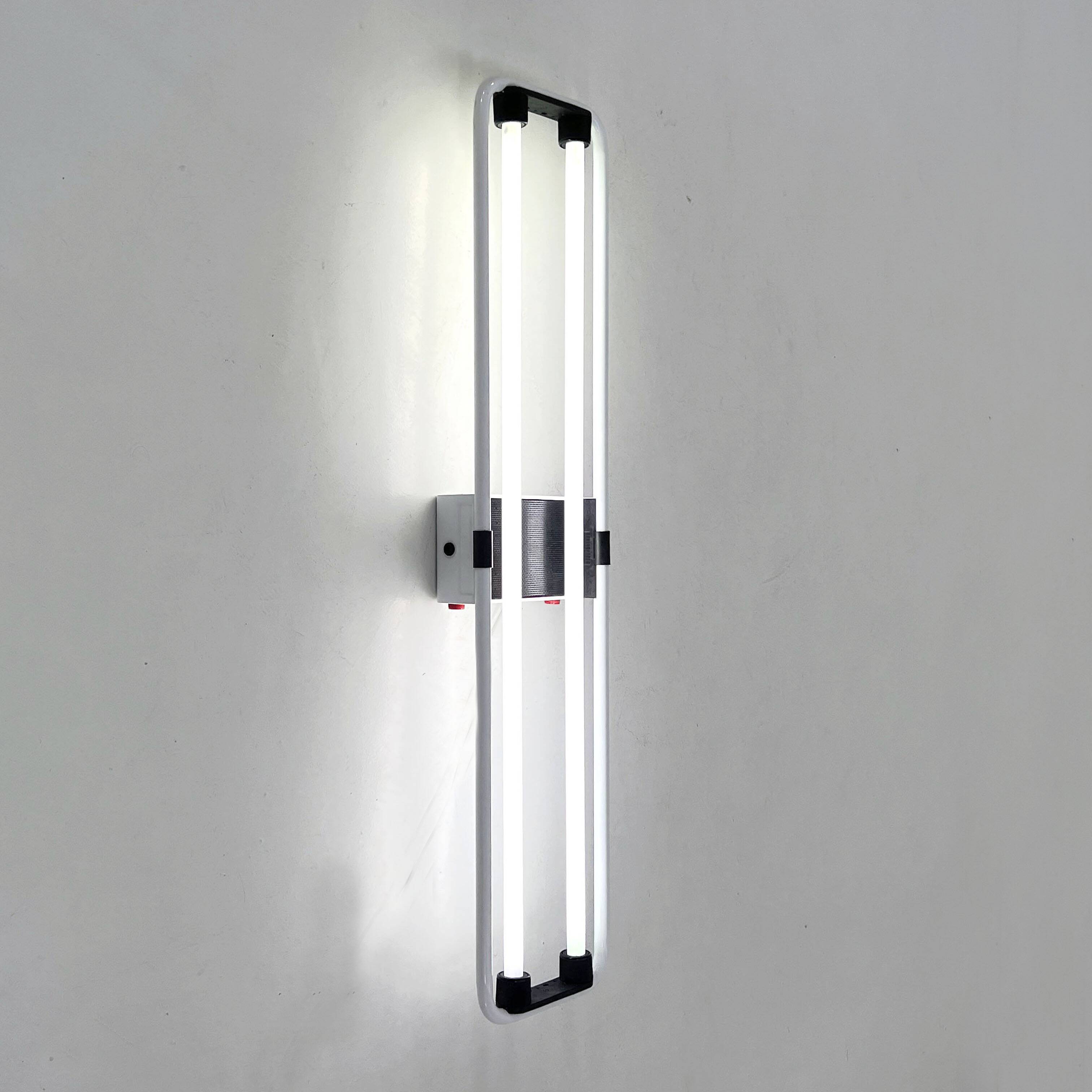 Double white neon wall light by Gian N. Gigante for Zerbetto, 1980
