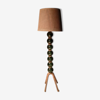 Lampadaire vintage en corde et boules de verre