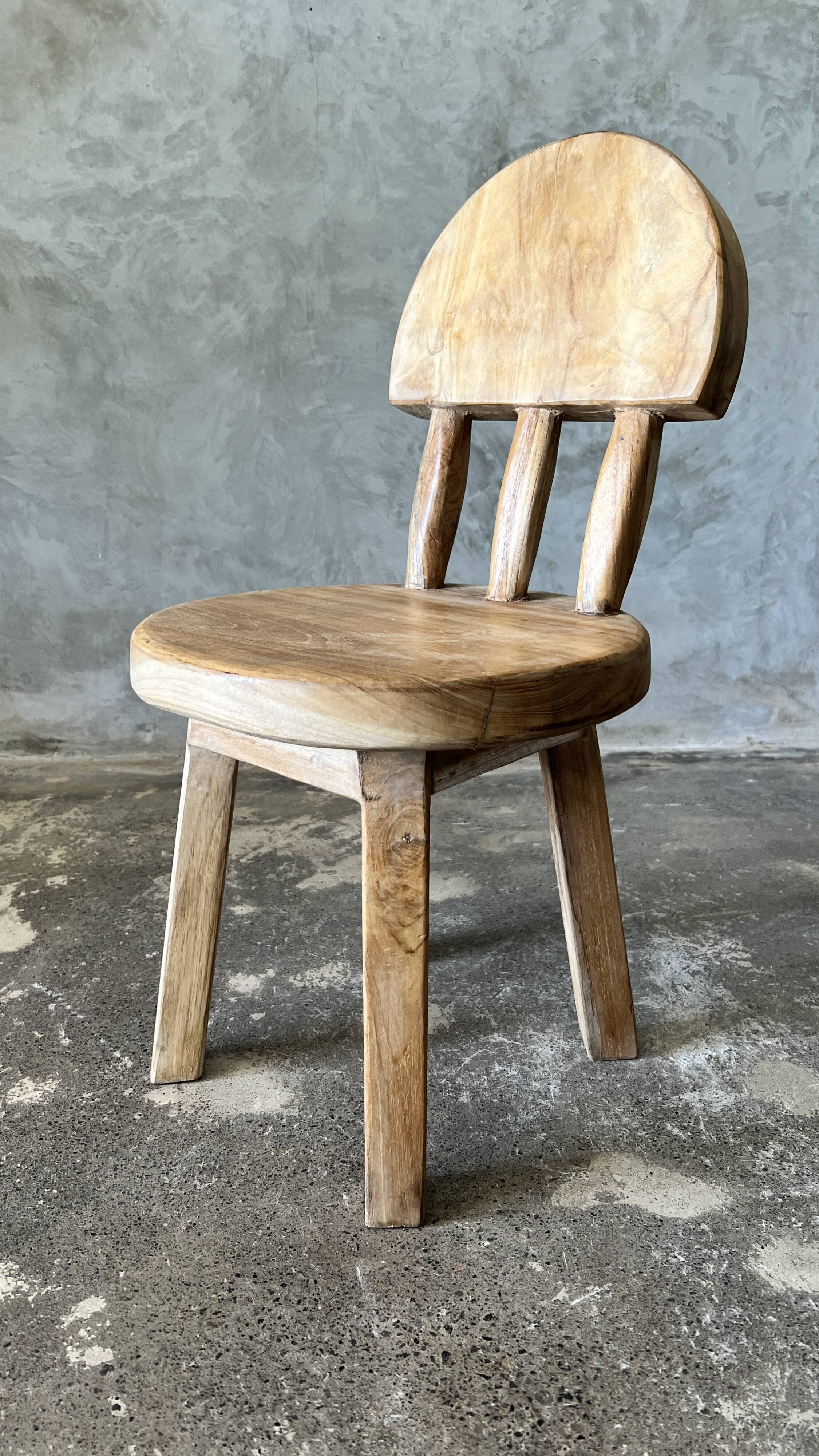 Small child's chair in natural blond teak back with three bars