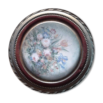 Pretty Miniature. Painting bouquet of flowers. DLG 18th