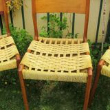 Three Scandinavian chairs - seated in braided rope