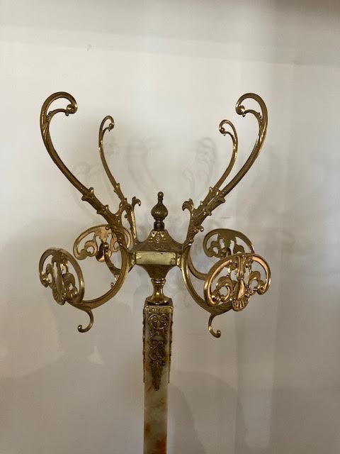 Marble and brass coat rack