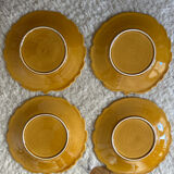 4 flat ceramic plates Barbotine