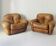 Pair of brown leather armchairs