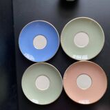 Set of 4 Villeroy & Boch Vintage 50s Cups and Saucers - Pastel & Gold