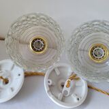 Duo of molded glass pendant lights