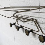 Vintage 1960s golden brass wall coat rack