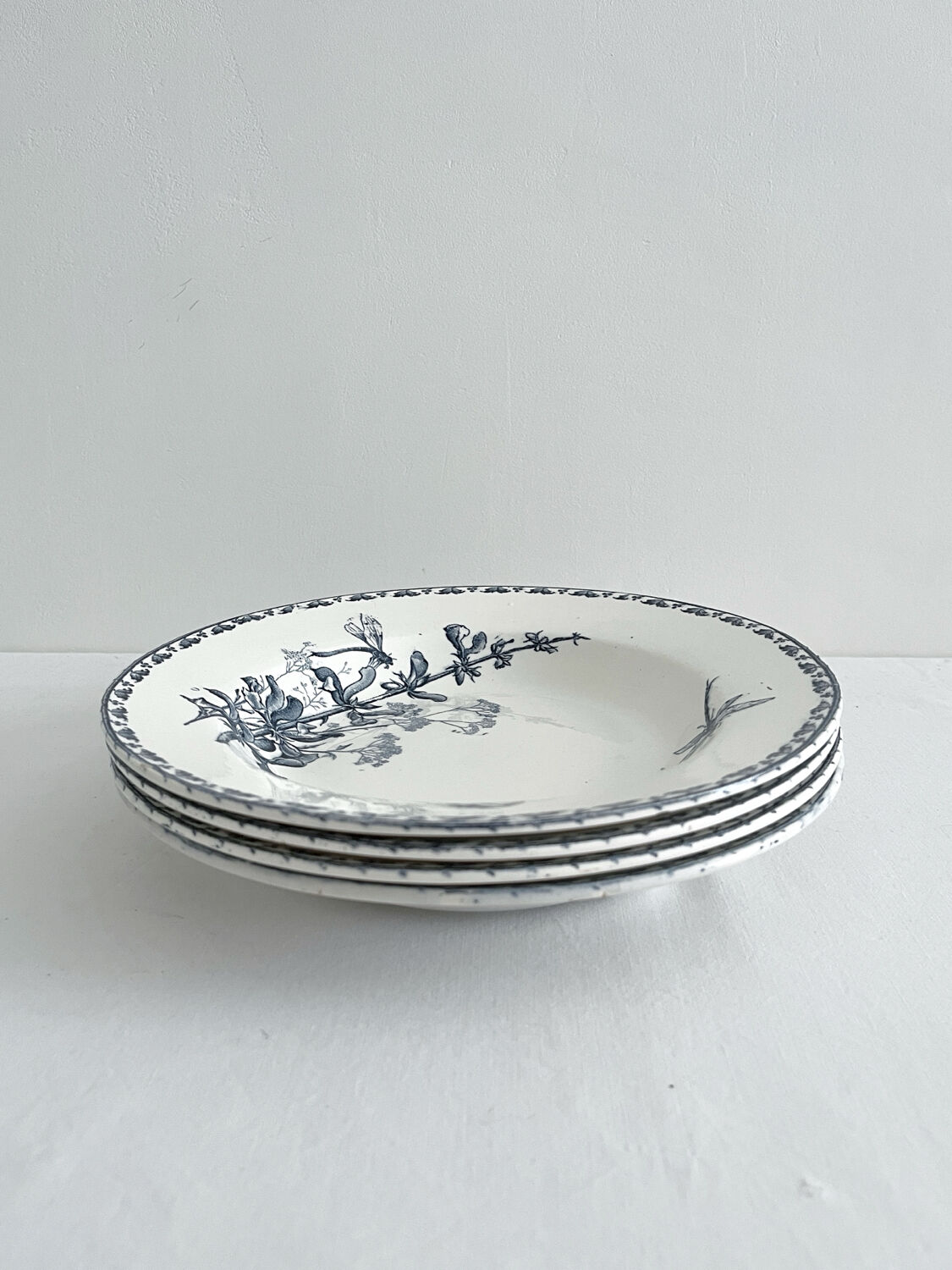 4 deep plates ironstone butterflies "Carmen" Sarreguemines