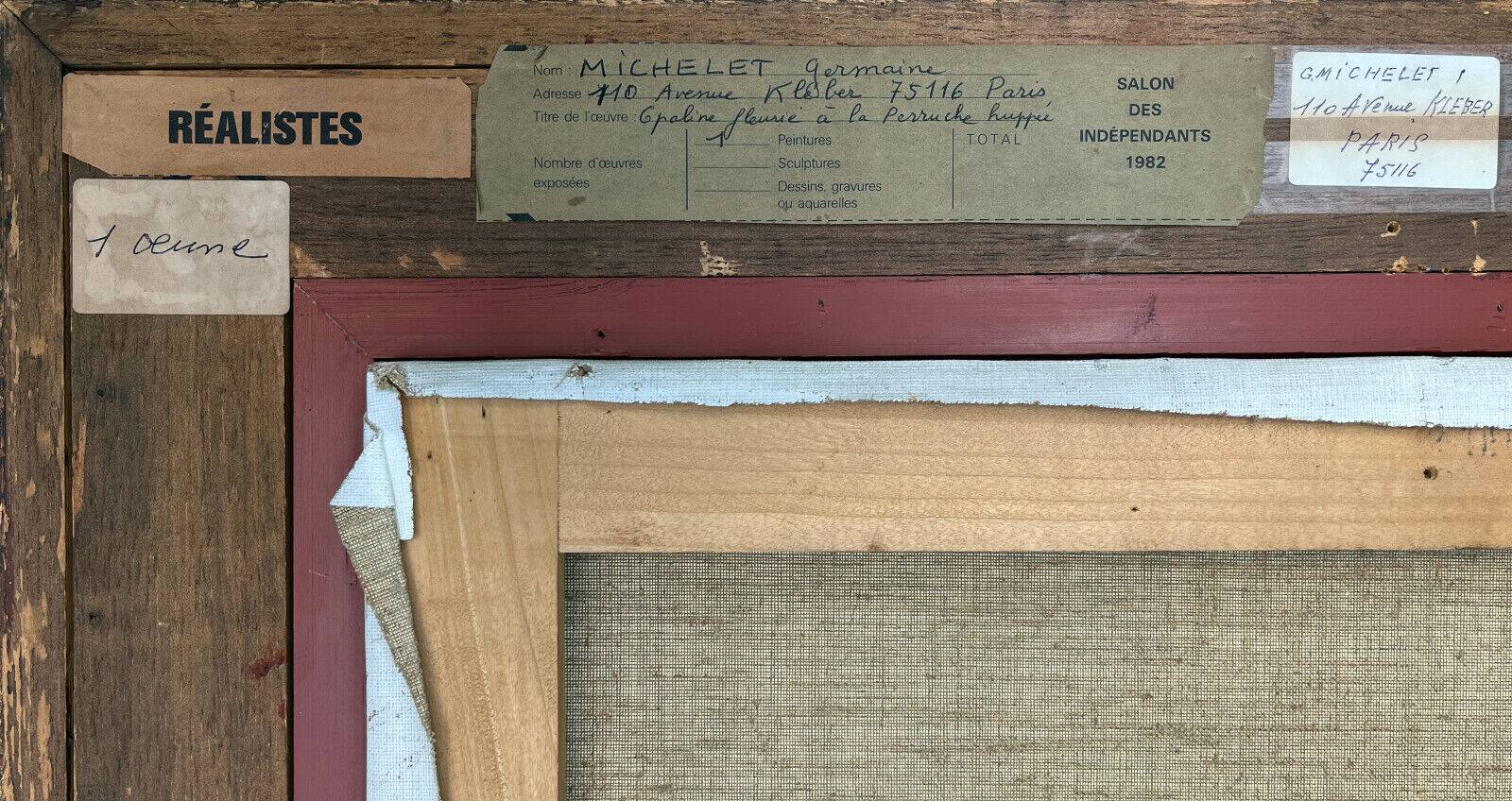 Pendant Gd Tableaux HST "Bouquet of flowers" signed Germaine Michelet + frame