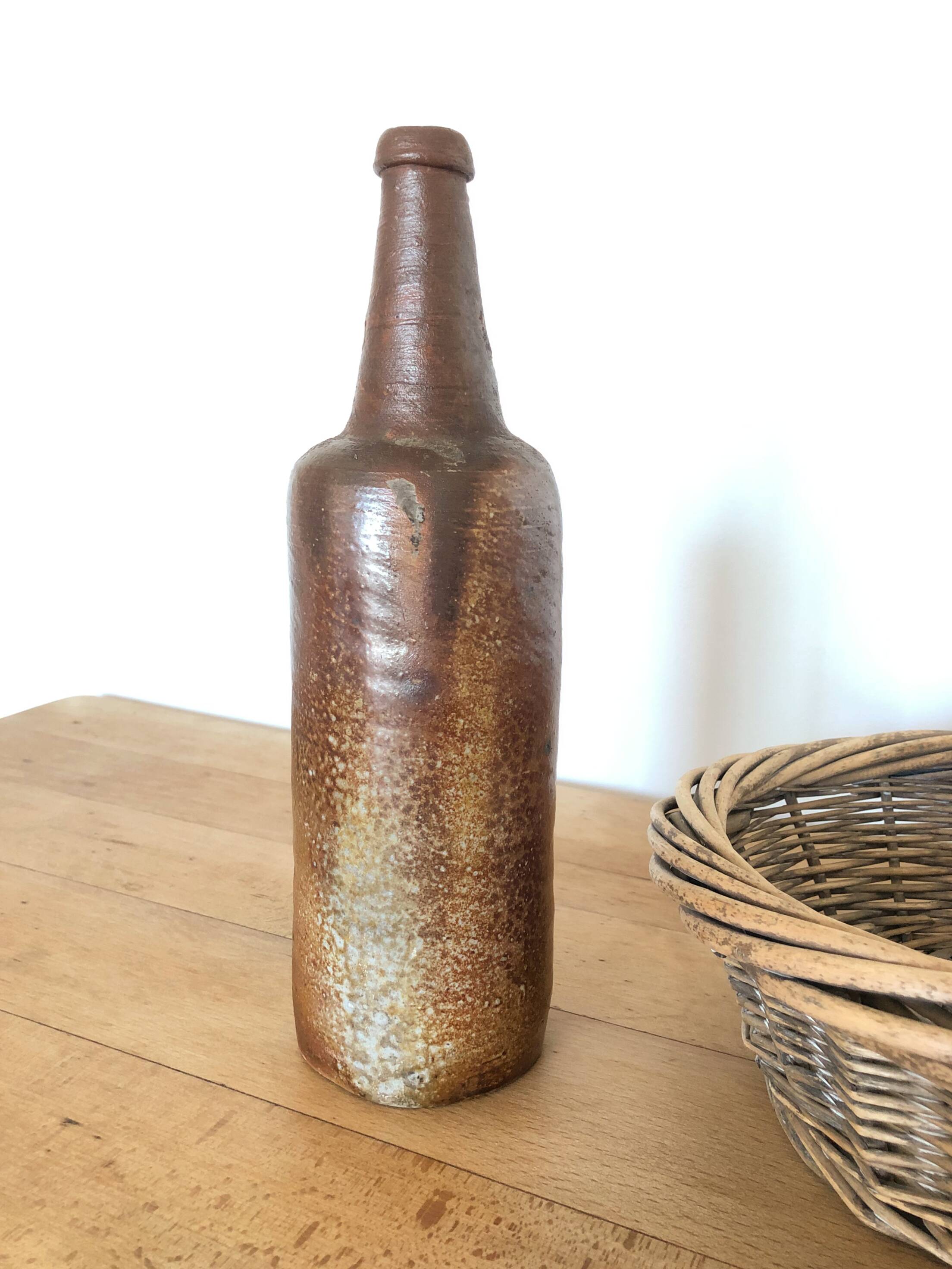 Set of 5 antique glazed stoneware bottles