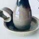 Candle holder in glazed ceramic