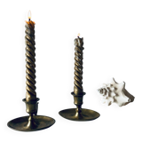 Pair of brass thumb candlesticks