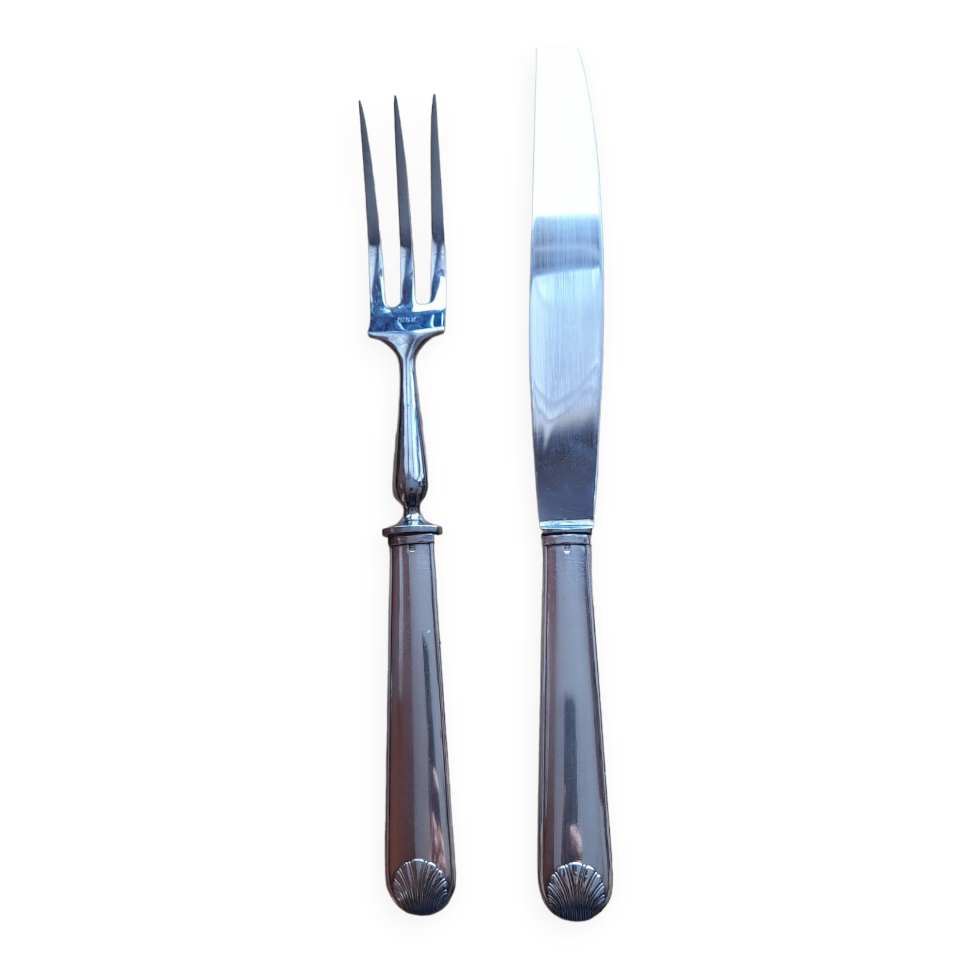 Silver-plated stainless steel carving service cutlery