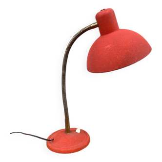Lampe de bureau articulée, métal granité rouge, 1960