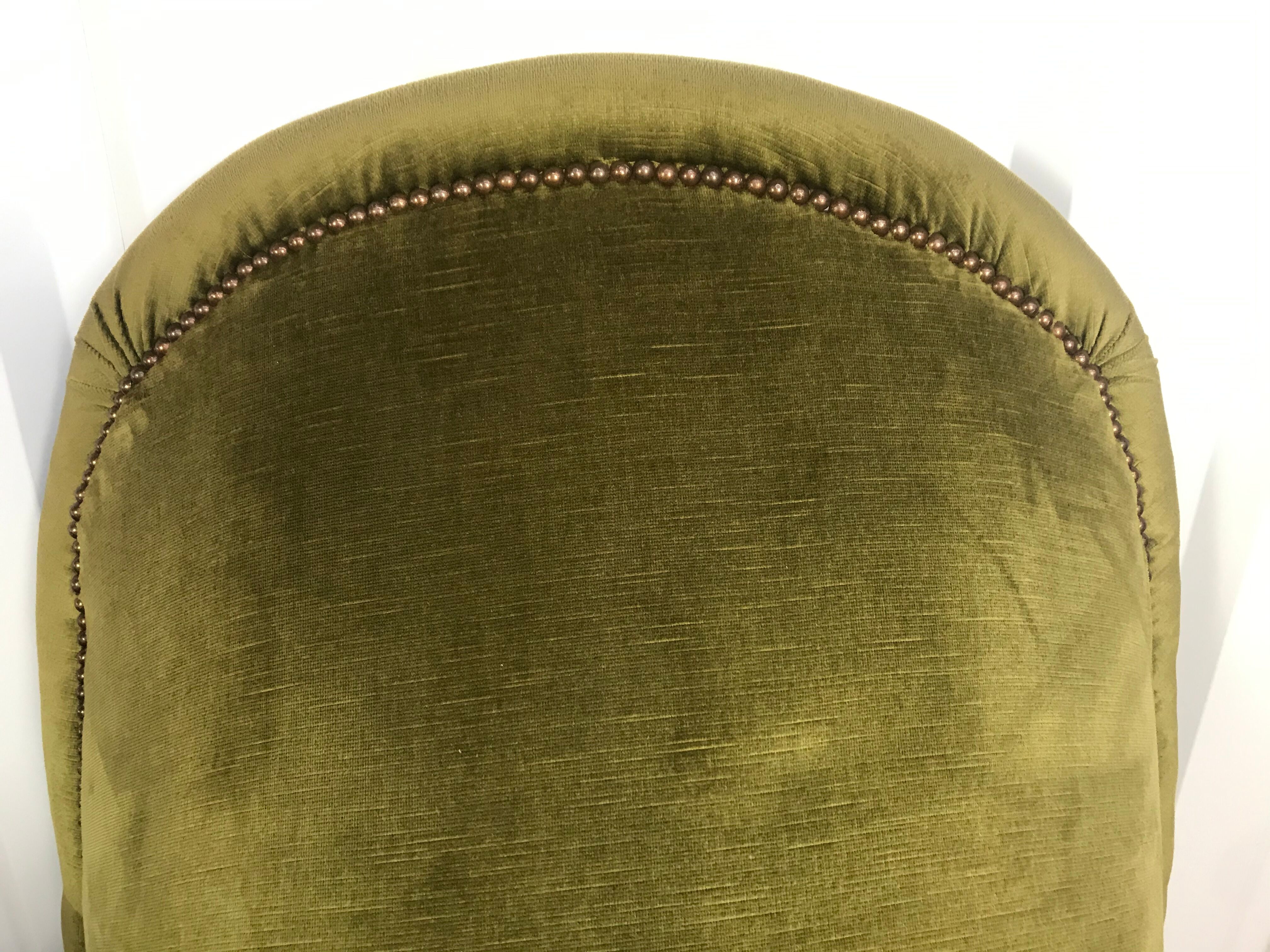 Paire de fauteuils crapaud velours Kaki