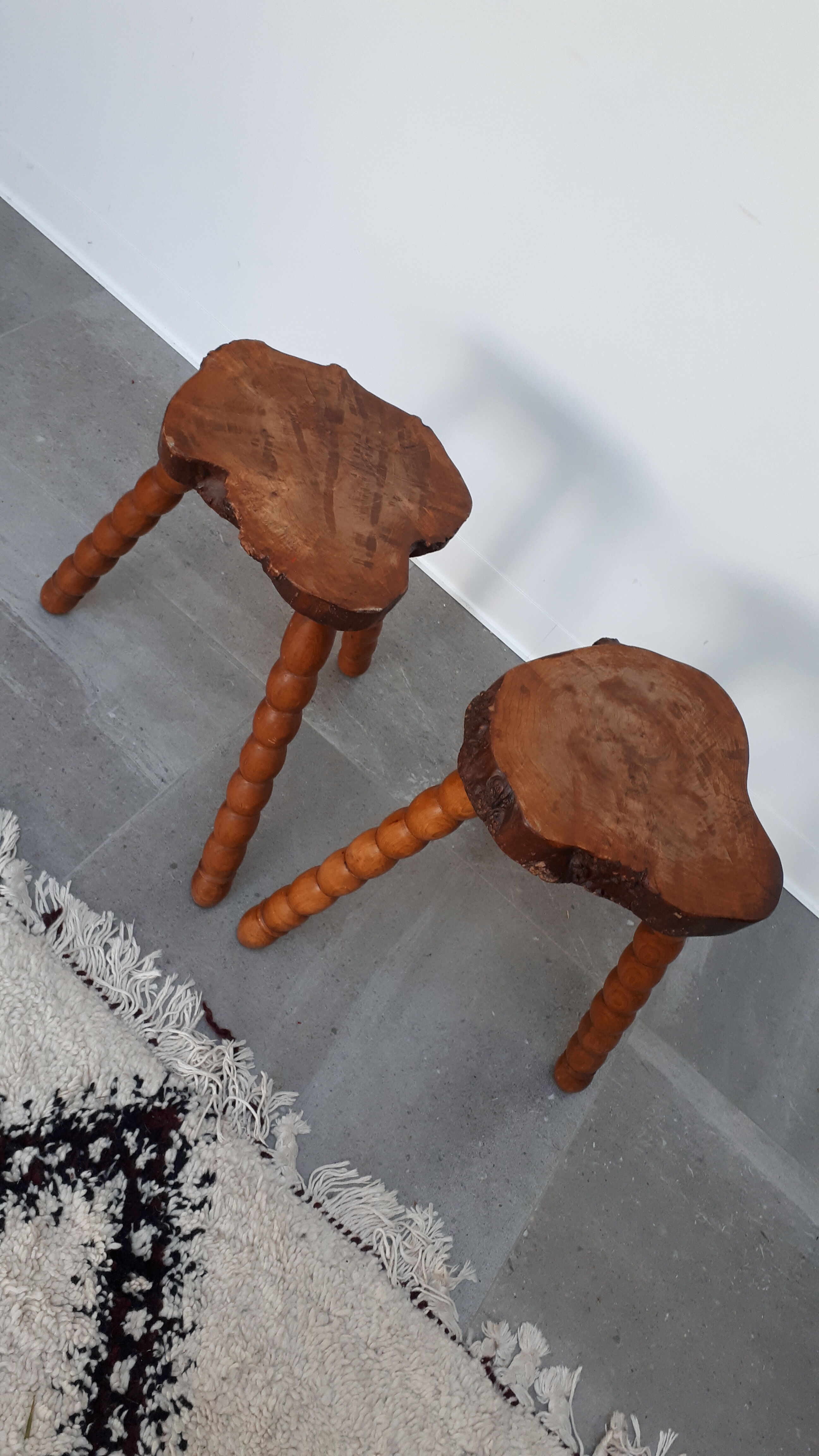 Pair of brutalist art stools 60s