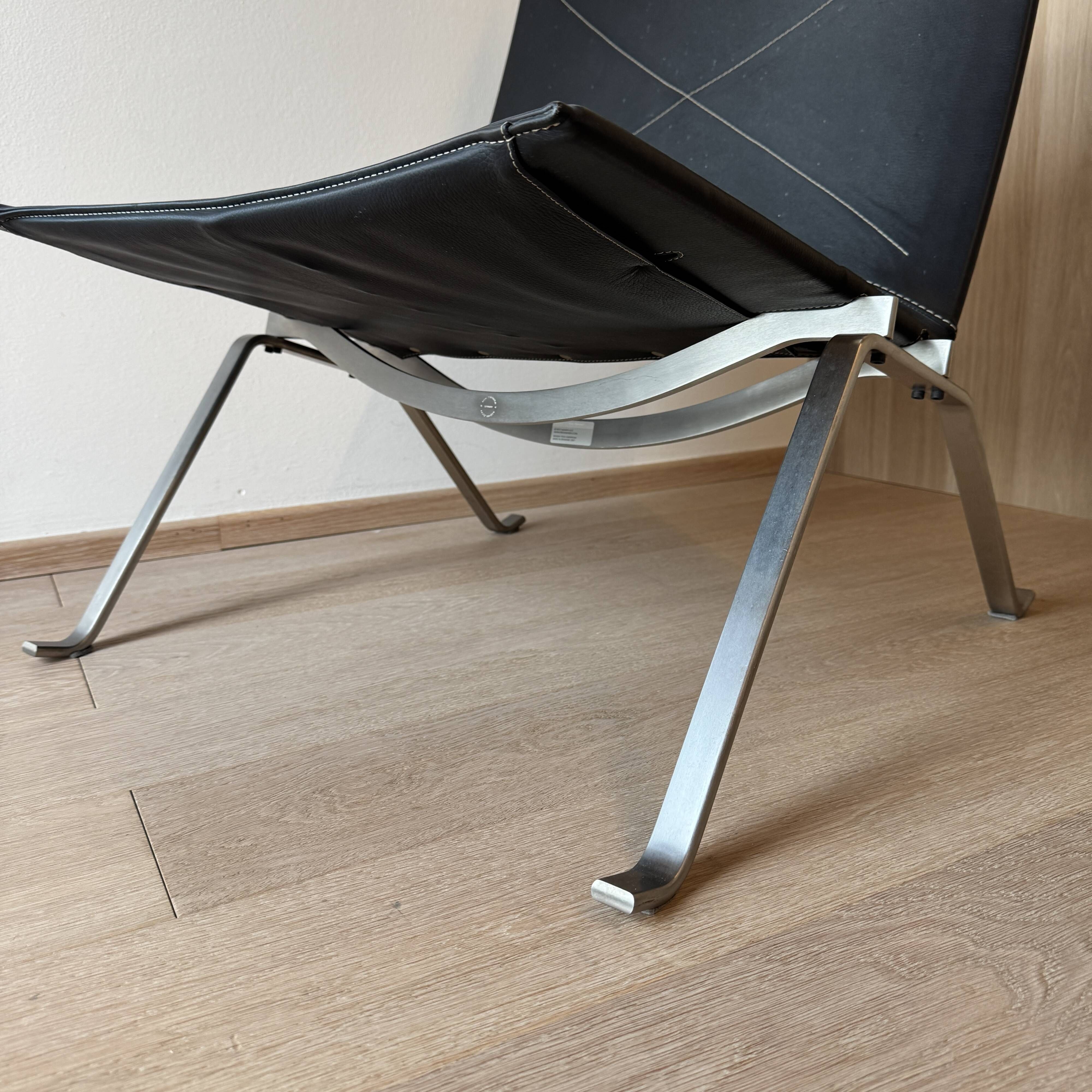 PK22 Lounge Chair by Poul Kjærholm for Fritz Hansen, Black Leather, 2007