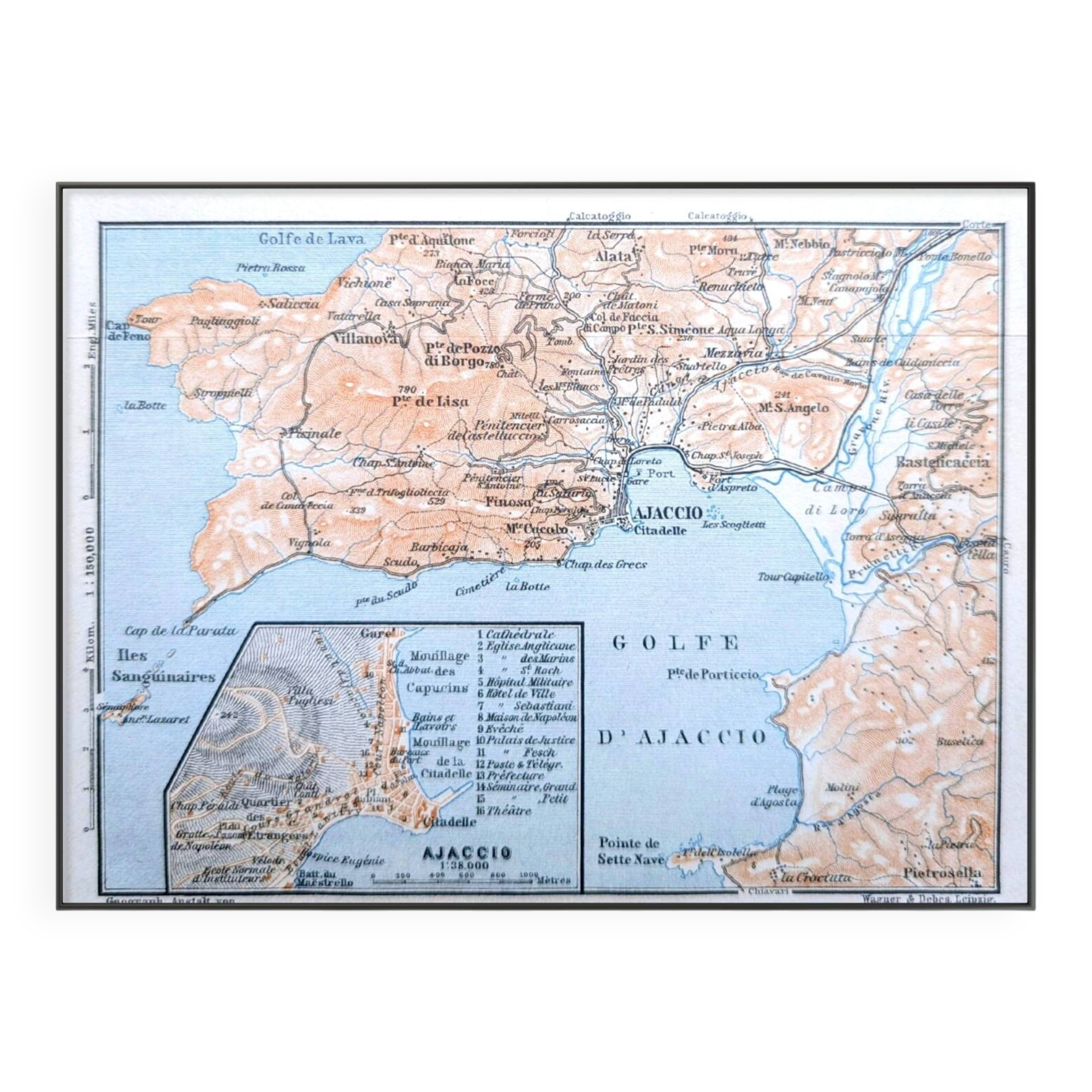 The Gulf of Ajaccio, original plan printed in 1906.