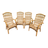 Series of 4 rattan armchairs from the 70s from the Netherlands