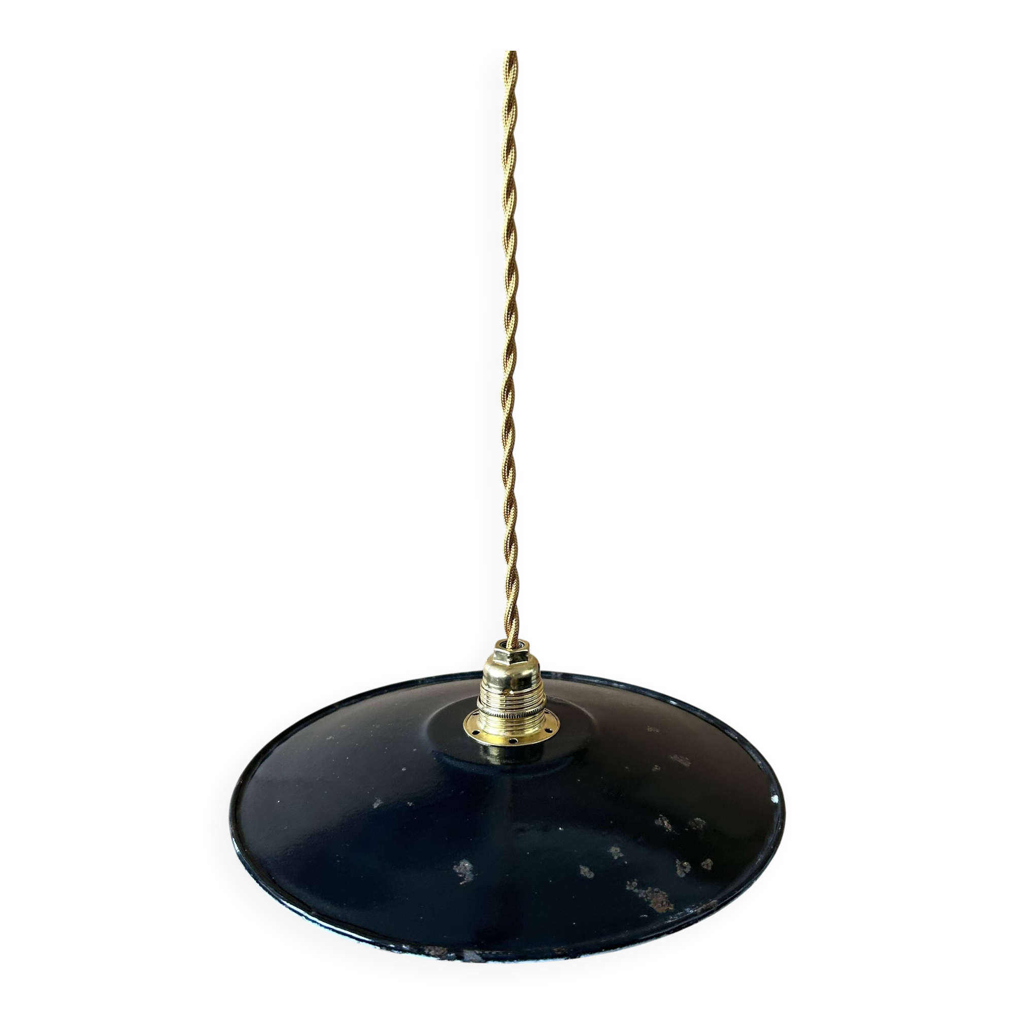 Suspension industrielle noire ancienne D24cm