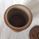 Ancien pot à tabac en grès de Beauvaisis décor floral Parfait état
