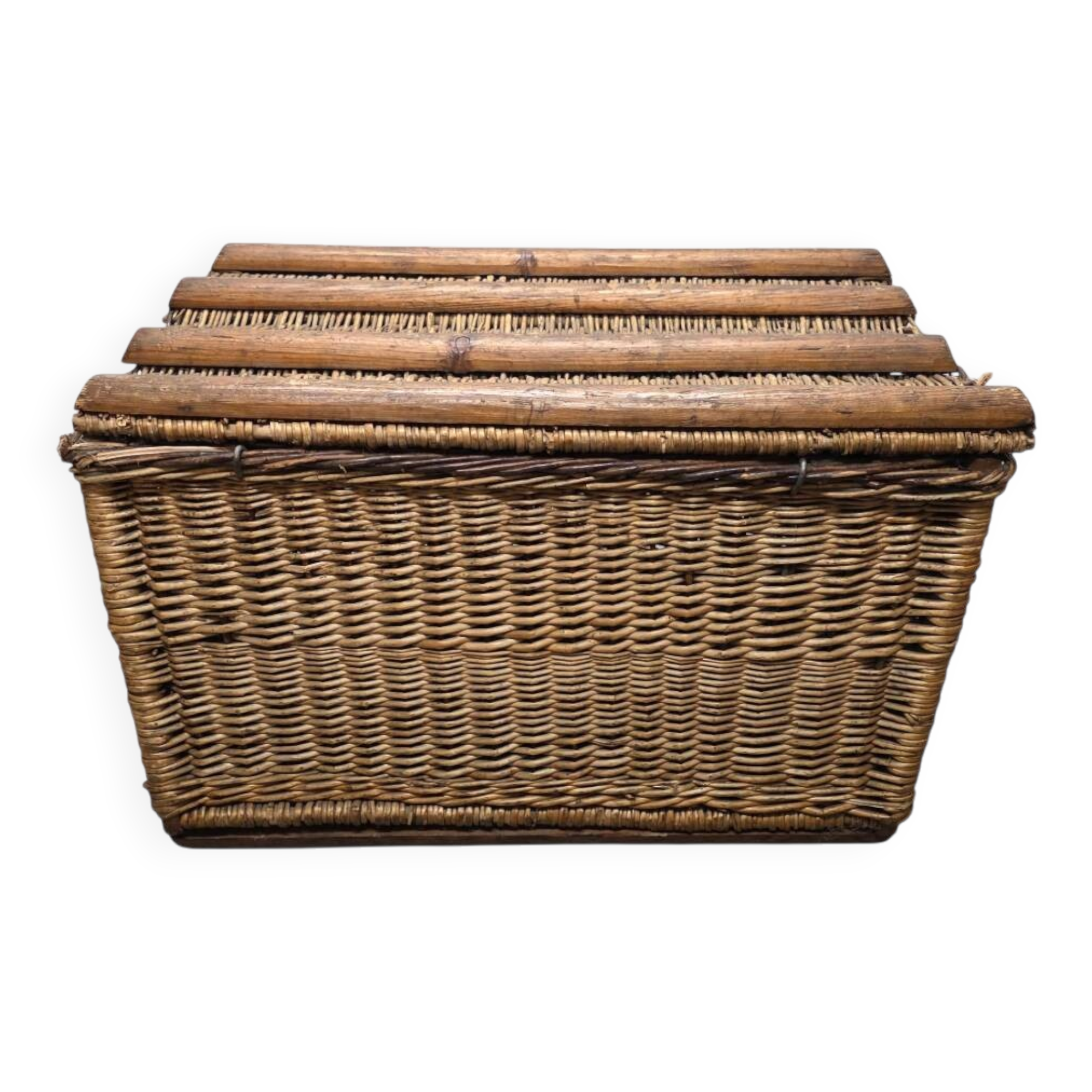 Old Large French Wicker Basket, 1st half 1900s