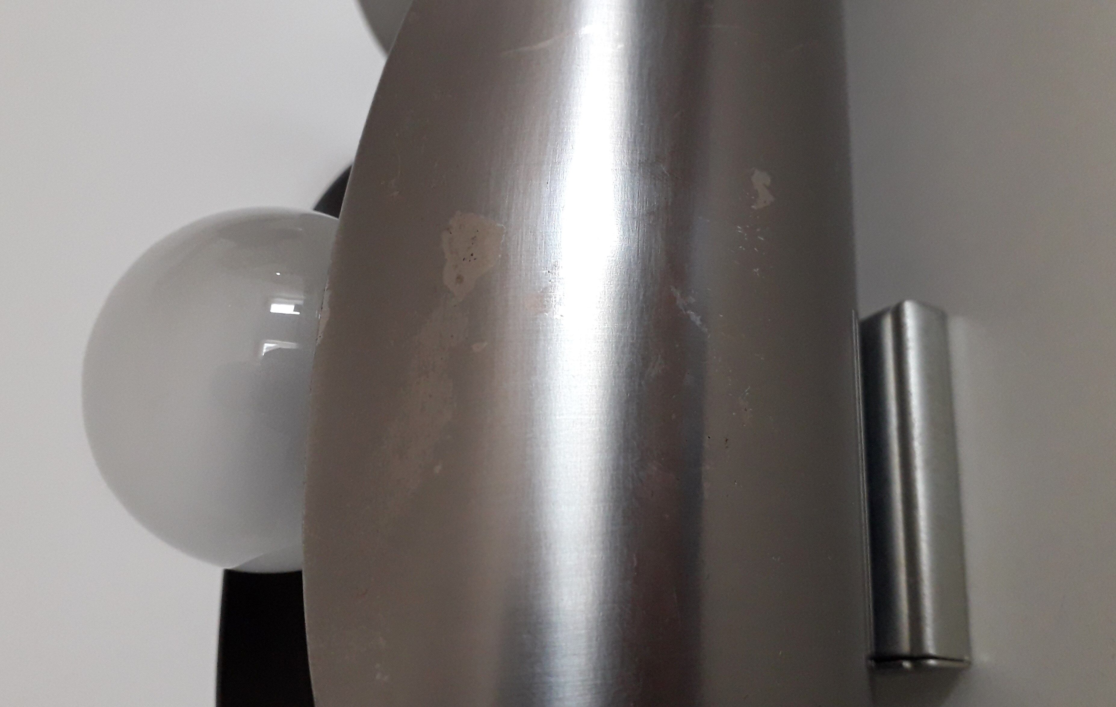 Space age wall sconces - brushed stainless steel - italian design - 1970