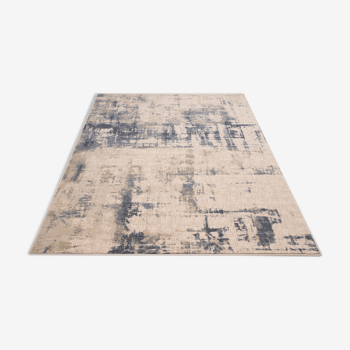 2.4x3.4 m Blue and beige wool rug