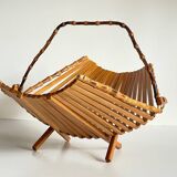 Panier de table chic pliant bois et bambou vintage