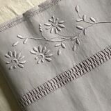Old linen and cotton sheet dyed in dove grey
