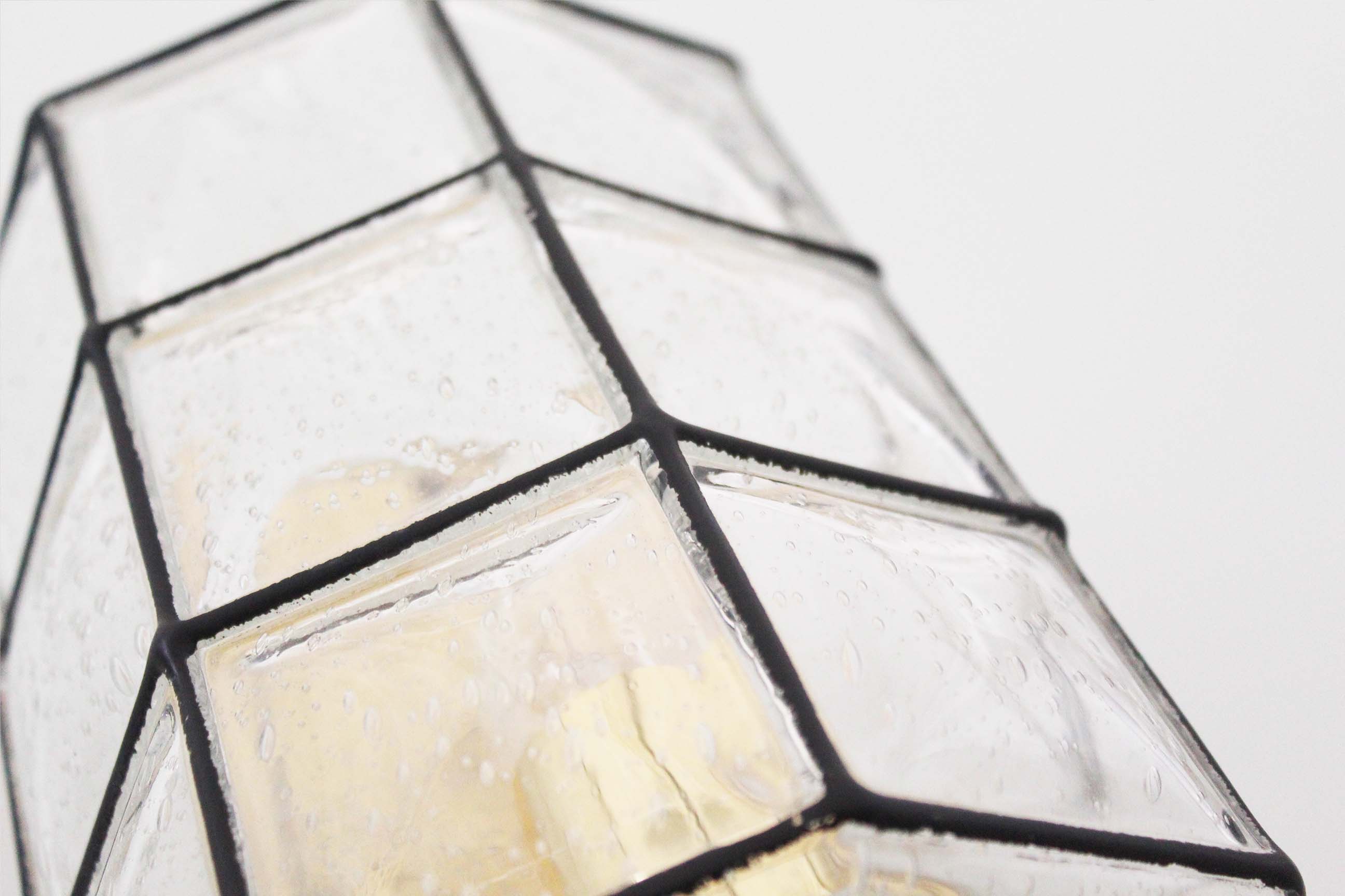 Brass and glass facetted sconce by Glashutte Limburg, Germany 1970's