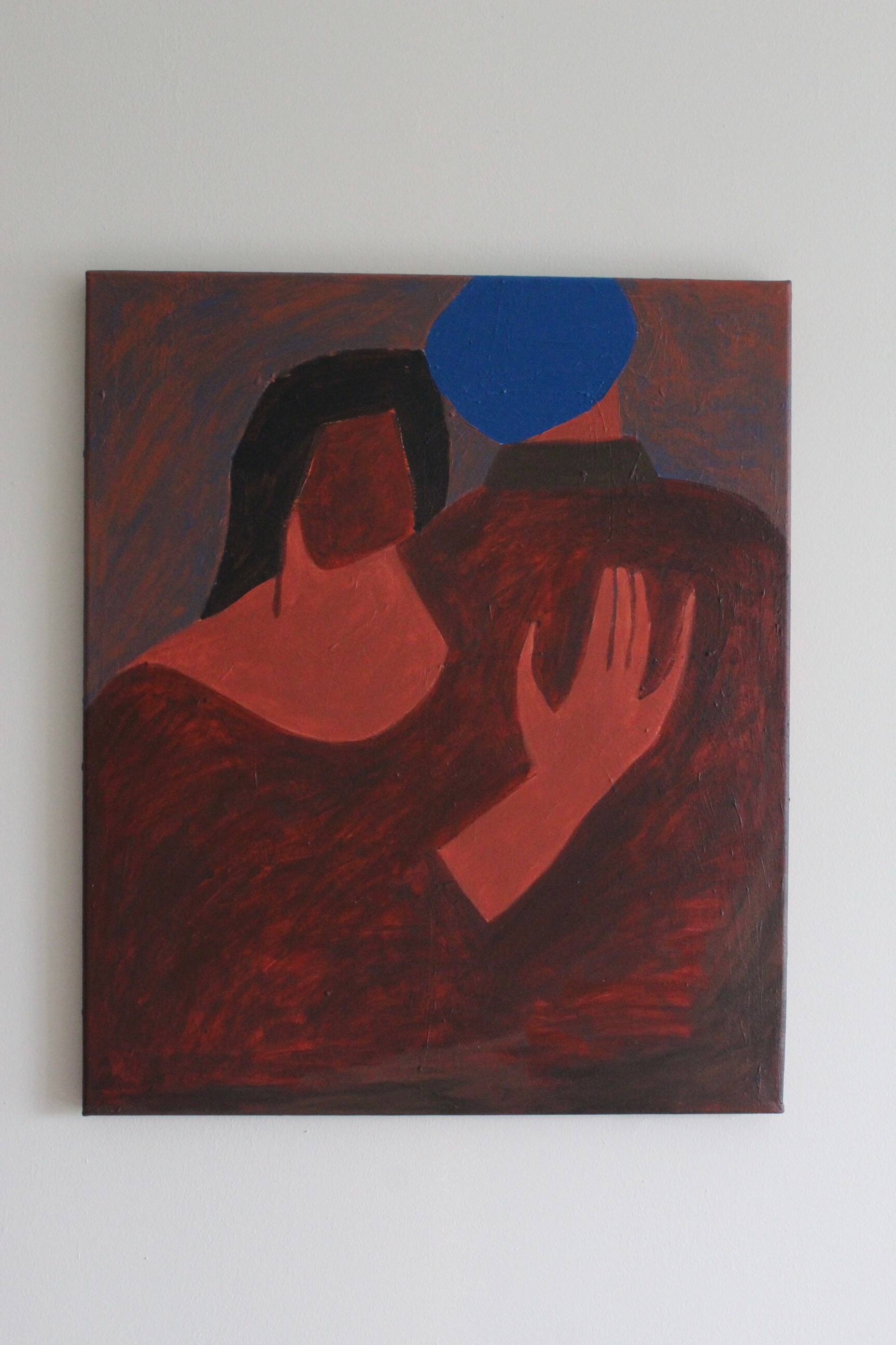 Figurative painting couple "near you" on stretched canvas.