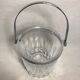 Old arched crystal ice bucket with chrome metal handle