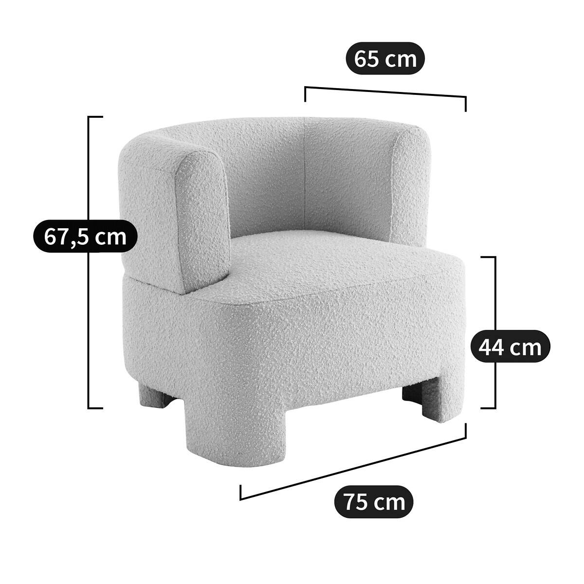 Lot 2 fauteuils petit modèle tissu bouclette, darrel