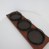 1960s  Mid Century Teak And Glass Serving Dishes on Tray