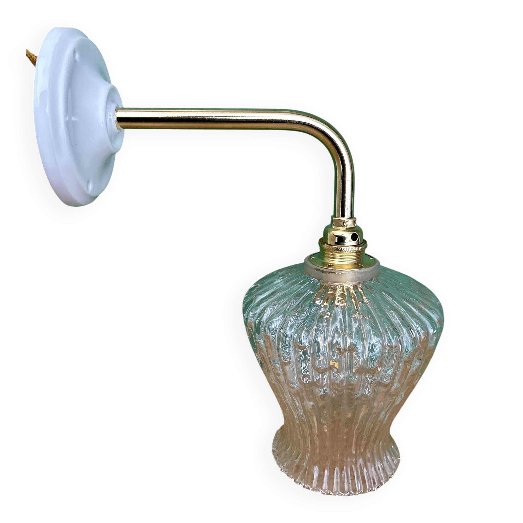 Applique tulipe vintage en verre