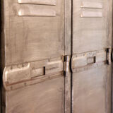 Industrial metal cloakroom with rounded corners.