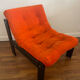 2 fauteuils en velours orange Vintage année 1974