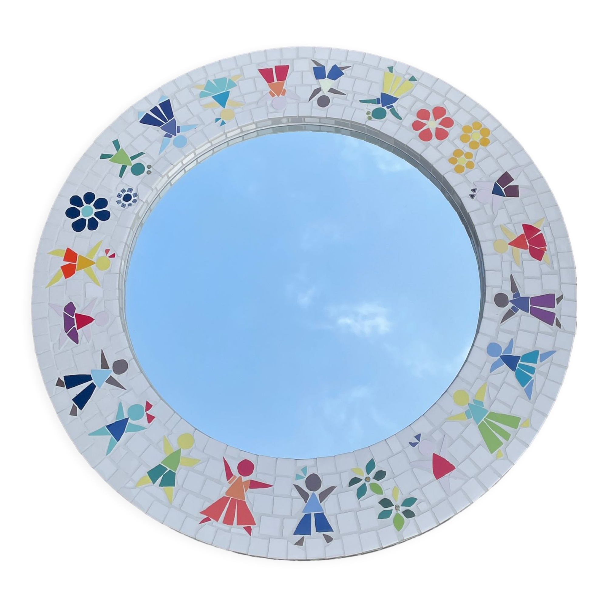 Vintage Mozaik mirror. Children mirror, Childsroom mirror tiles.