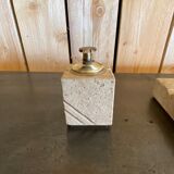 Cerrie Nestore travertine ashtray and table lighter set
