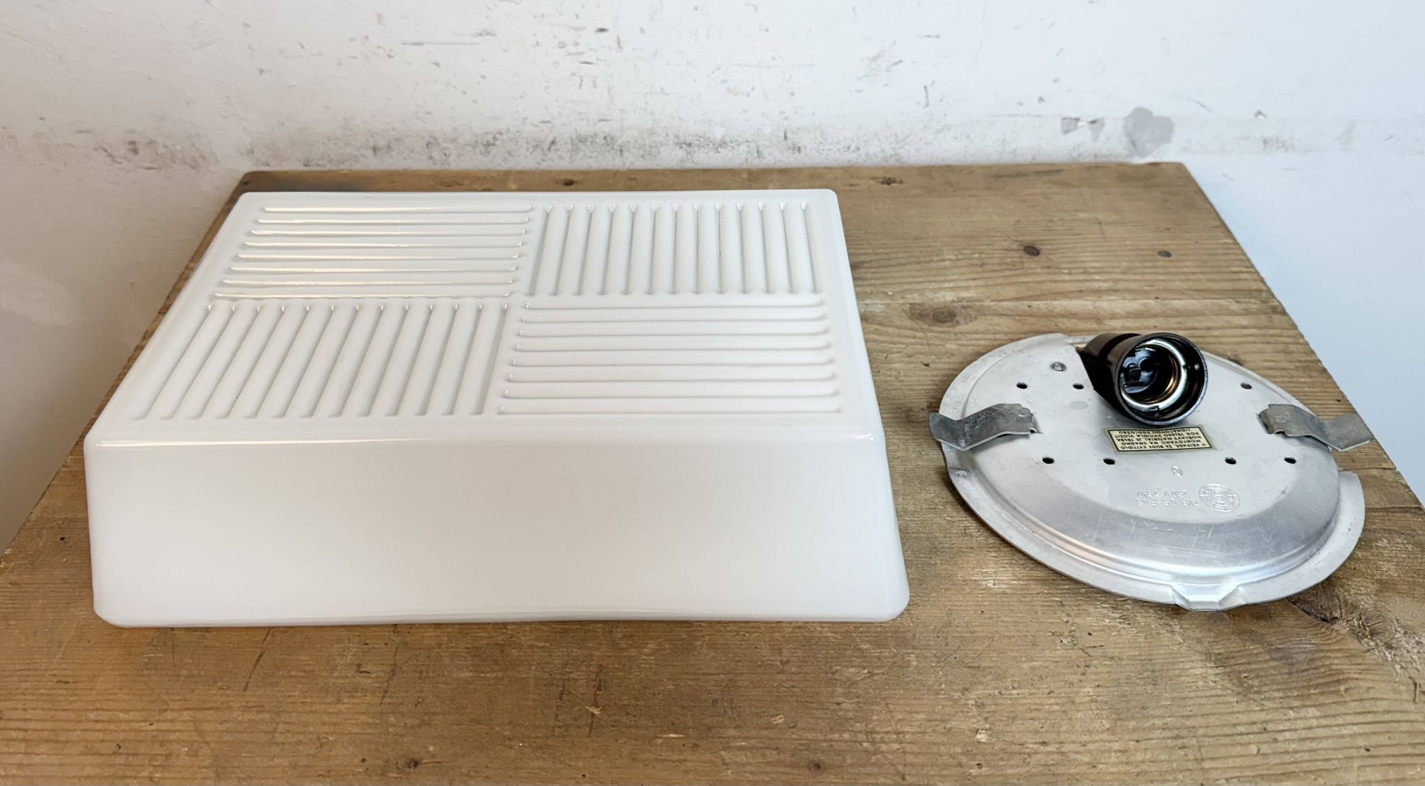 Vintage Wall Or Ceiling Light with Milk Glass, 1970s