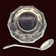 Art Deco thick crystal/glass bowl, silver-plated metal pedestal.